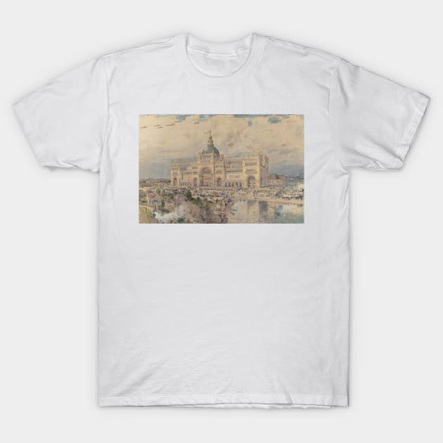 The MacKaye Spectatorium with Iowa Pavillion in Foreground, Columbian Exposition by Childe Hassam T-Shirt by Classic Art Stall